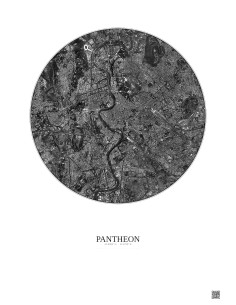 Affiche Pantheon – Poster vue satellite 5km N&B | Gravura – Fond clair