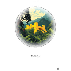 Affiche San Jose – Poster illustration vintage – National Museum Of Costa Rica | Gravura – Fond clair