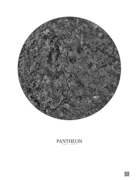Affiche Pantheon – Poster vue satellite 10km N&B | Gravura – Fond clair