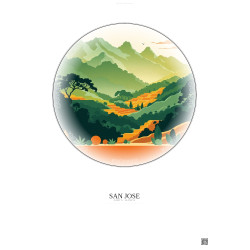 Affiche San Jose – Poster illustration vintage – San Jose | Gravura – Fond clair