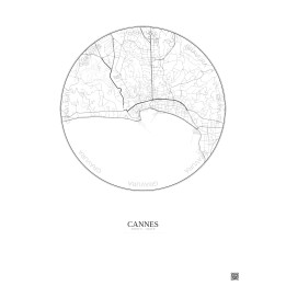 Cannes City Map Poster 2.5km | Gravura – Light background
