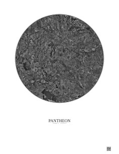 Pantheon Satellite View Poster 20km B&W | Gravura – Light background