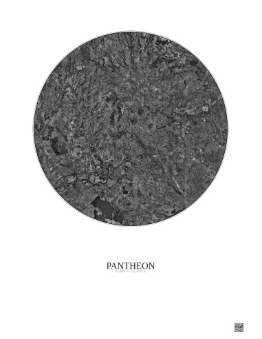 Affiche Pantheon – Poster vue satellite 20km N&B | Gravura – Fond clair