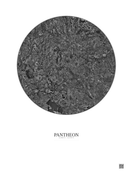 Affiche Pantheon – Poster vue satellite 20km N&B | Gravura – Fond clair
