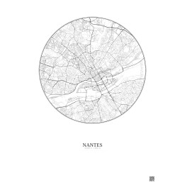 Affiche Nantes – Poster carte de ville 5km | Gravura – Fond clair