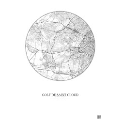 Affiche Golf De Saint Cloud – Poster carte de ville 10km | Gravura – Fond clair