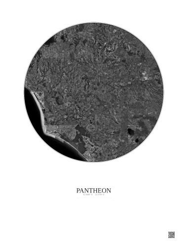 Affiche Pantheon – Poster vue satellite 30km N&B | Gravura – Fond clair