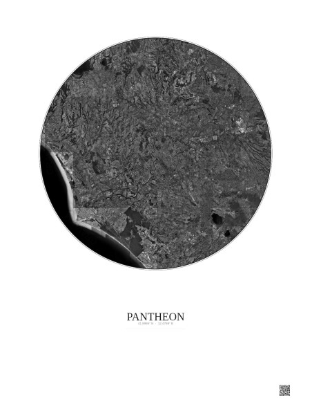 Affiche Pantheon – Poster vue satellite 30km N&B | Gravura – Fond clair