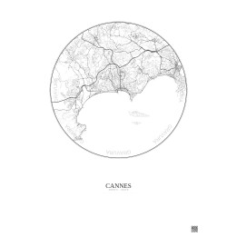 Cannes City Map Poster 10km | Gravura – Light background
