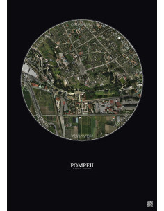 Affiche Pompeii – Poster vue satellite 0.5km Couleur | Gravura – Fond foncé