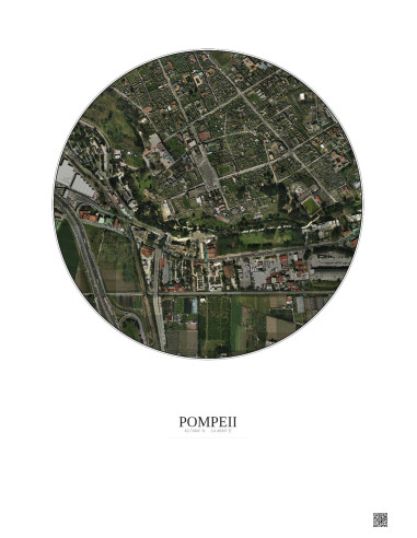 Affiche Pompeii – Poster vue satellite 0.5km Couleur | Gravura – Fond clair