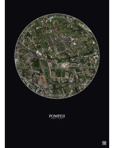 Affiche Pompeii – Poster vue satellite 1km Couleur | Gravura – Fond foncé