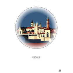 Affiche Prague – Poster illustration vintage – Famous Viewpoint Of Prague | Gravura – Fond clair