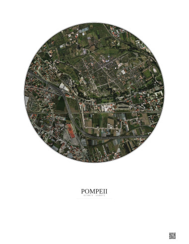 Affiche Pompeii – Poster vue satellite 1km Couleur | Gravura – Fond clair
