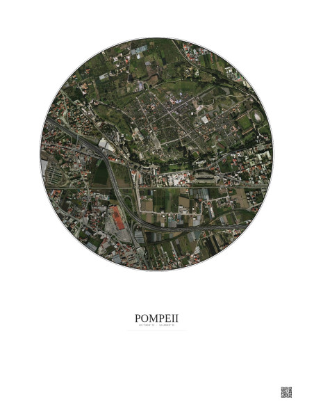 Affiche Pompeii – Poster vue satellite 1km Couleur | Gravura – Fond clair