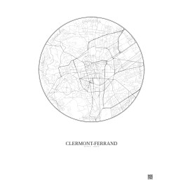 Affiche Clermont Ferrand – Poster carte de ville 2.5km | Gravura – Fond clair