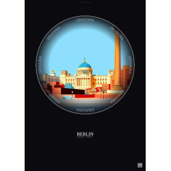 Affiche Berlin – Poster illustration vintage – Famous Viewpoint Of Berlin | Gravura – Fond foncé