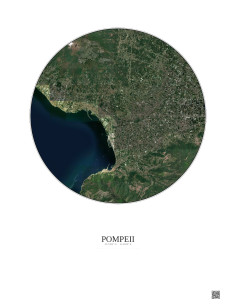 Affiche Pompeii – Poster vue satellite 10km Couleur | Gravura – Fond clair