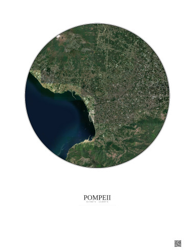 Affiche Pompeii – Poster vue satellite 10km Couleur | Gravura – Fond clair
