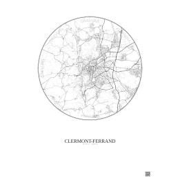 Clermont Ferrand City Map Poster 10km | Gravura – Light background