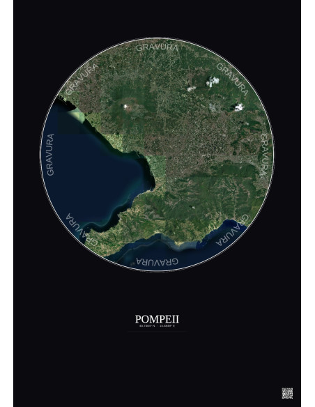 Pompeii Satellite View Poster 20km Color | Gravura – Dark background