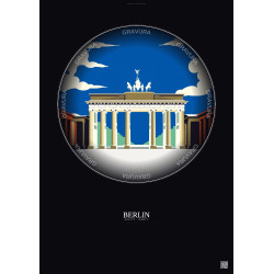 Affiche Berlin – Poster illustration vintage – Most Iconic Landmark Of Berlin | Gravura – Fond foncé
