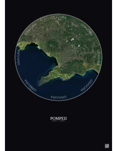 Affiche Pompeii – Poster vue satellite 30km Couleur | Gravura – Fond foncé