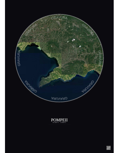 Pompeii Satellite View Poster 30km Color | Gravura – Dark background