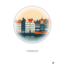 Affiche Copenhagen – Poster illustration vintage – Famous Viewpoint Of Copenhagen | Gravura – Fond clair