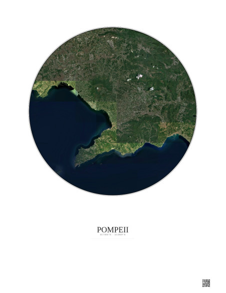 Affiche Pompeii – Poster vue satellite 30km Couleur | Gravura – Fond clair