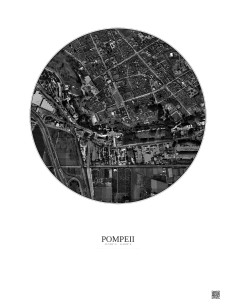 Affiche Pompeii – Poster vue satellite 0.5km N&B | Gravura – Fond clair