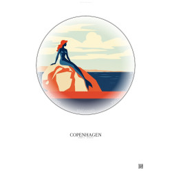 Affiche Copenhagen – Poster illustration vintage – Most Iconic Landmark Of Copenhagen | Gravura – Fond clair