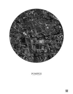 Affiche Pompeii – Poster vue satellite 1km N&B | Gravura – Fond clair