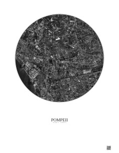 Affiche Pompeii – Poster vue satellite 2.5km N&B | Gravura – Fond clair