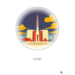 Affiche Algiers – Poster illustration vintage – Martyrs Memorial | Gravura – Fond clair