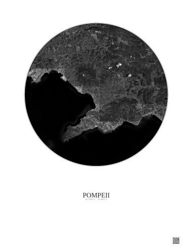 Pompeii Satellite View Poster 30km B&W | Gravura – Light background