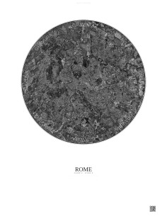 Affiche Rome – Poster vue satellite 10km N&B | Gravura – Fond clair