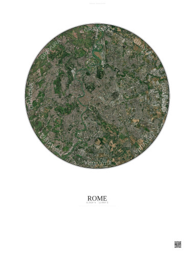 Rome Satellite View Poster 10km Color | Gravura – Light background