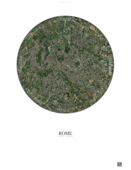 Rome Satellite View Poster 10km Color | Gravura – Light background