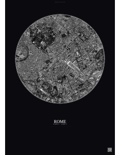 Affiche Rome – Poster vue satellite 2.5km N&B | Gravura – Fond foncé