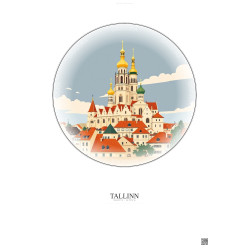Affiche Tallinn – Poster illustration vintage – Tallinn | Gravura – Fond clair
