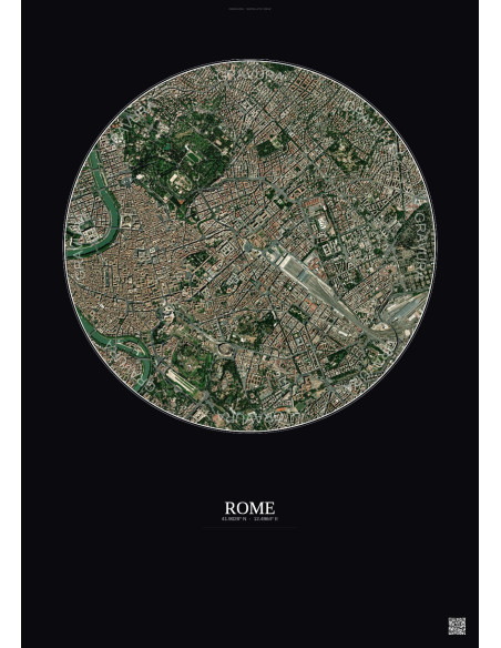 Affiche Rome – Poster vue satellite 2.5km Couleur | Gravura – Fond foncé