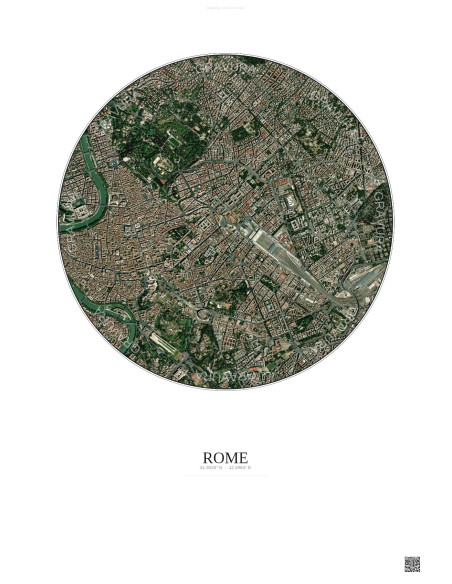 Rome Satellite View Poster 2.5km Color | Gravura – Light background