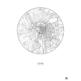 Lyon City Map Poster 10km | Gravura – Light background