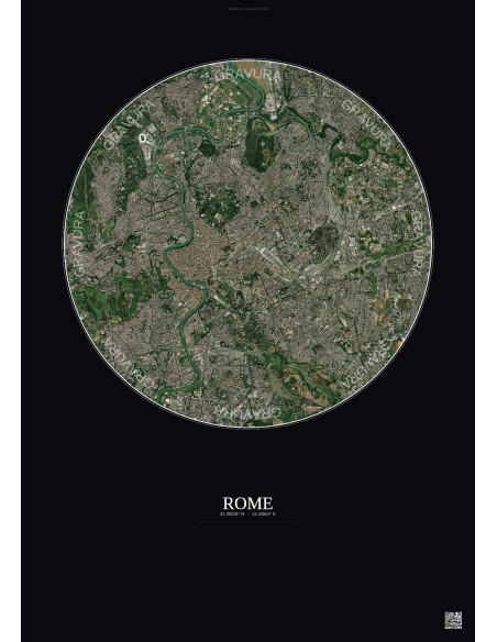 Rome Satellite View Poster 6km Color | Gravura – Dark background