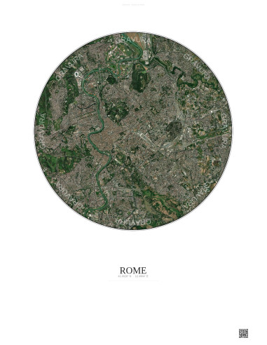 Affiche Rome – Poster vue satellite 6km Couleur | Gravura – Fond clair