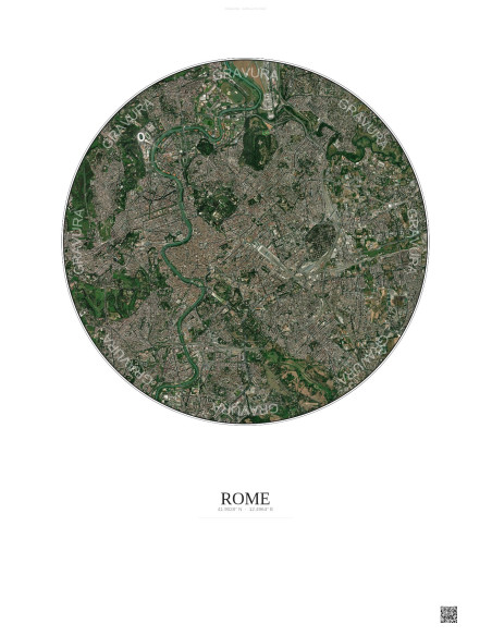Affiche Rome – Poster vue satellite 6km Couleur | Gravura – Fond clair