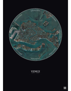 Affiche Venice – Poster vue satellite 2.5km Couleur | Gravura – Fond foncé