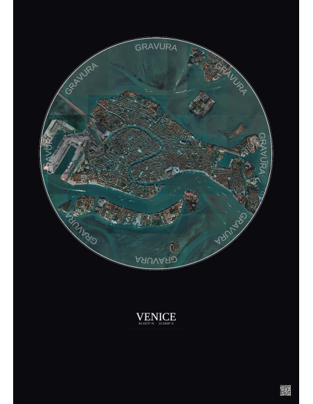 Affiche Venice – Poster vue satellite 2.5km Couleur | Gravura – Fond foncé