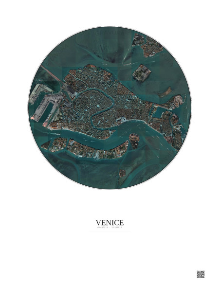 Affiche Venice – Poster vue satellite 2.5km Couleur | Gravura – Fond clair
